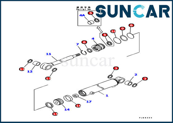 707-98-11310 jogos do selo do reparo do cilindro de Kit Komatsu PC12R-8 do serviço do cilindro hidráulico do balanço do crescimento