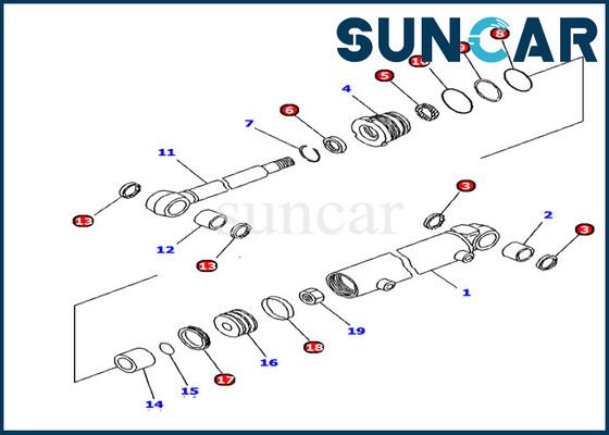 Máquina escavadora Repair Kit do jogo PC12R-8 do selo do cilindro do balanço do crescimento da resistência de óleo 707-98-11330 de KOMATSU