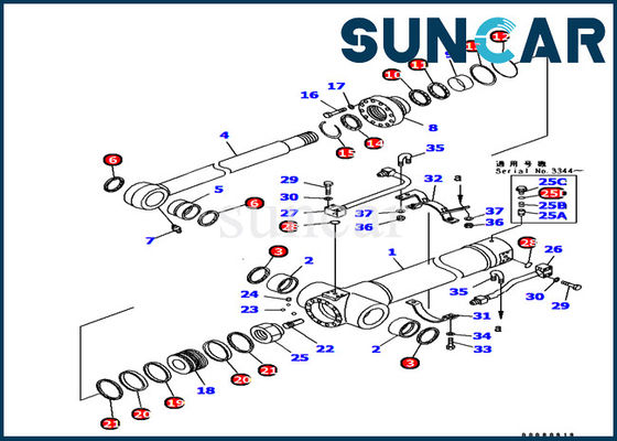 PC128UU-1 cilindro do braço da máquina escavadora 707-99-38710 KOMATSU que sela Kit Equipment Inner Parts