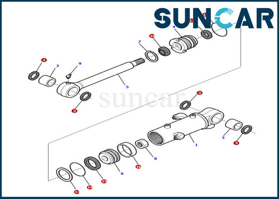 Jogo interno do serviço das peças de Kit Fits Excavator Machinery PC12R-8 do selo do cilindro de lâmina de KOMATSU 878000379