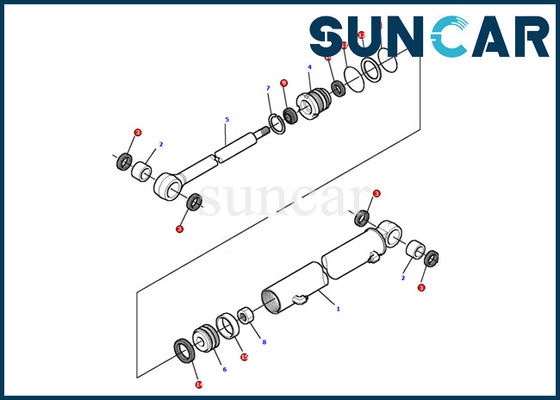878000497 jogo interno da selagem do reparo de Kit Komatsu Excavator PC12R-8 do selo do cilindro do balanço do crescimento
