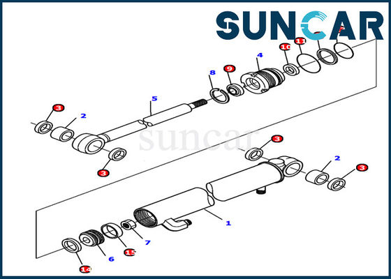 878000500 jogo da gaxeta dos ajustes PC12R-8 das peças de Kit Komatsu Hydraulic Cylinder Spare do selo do cilindro do braço