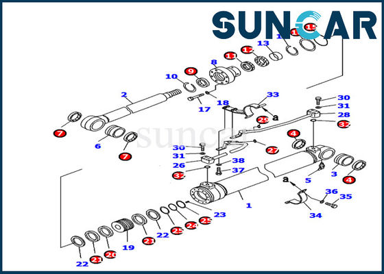 707-99-37180 modelo interno de Service Kit Boom Cylinder Seal Kit PC130-8 da máquina escavadora da peça de KOMATSU