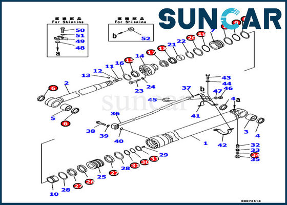 707-99-37190 as peças internas de KOMATSU ajustam o selo Kit Arm Cylinder Service Kit PC130-8 do cilindro