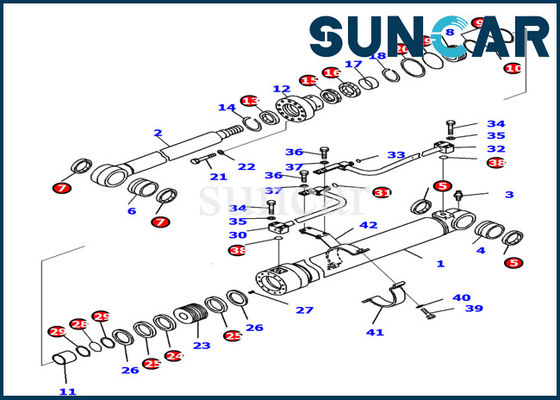 707-99-37740 jogo do serviço de reparações do cilindro da mão esquerda de Kit Komatsu PC138US-10 do selo do cilindro do crescimento