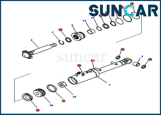 707-99-43390 reparo hidráulico Kit Dozer Sealing Parts For D65PX-17 D65EX-17 KOMATSU do selo da inclinação
