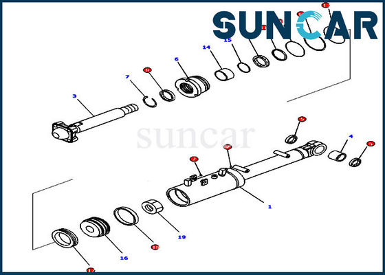 Jogo de Kit Dozer Blade Tilt Seal do serviço do cilindro da inclinação e do passo de D65EX-16 KOMATSU 707-99-43320