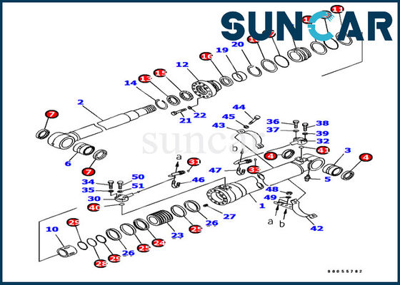 PC180LC-7-E0 KOMATSU 707-99-38760 peças internas do selo do óleo de Kit Excavator Service Kit do selo do cilindro do crescimento