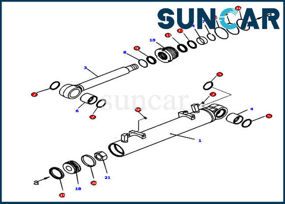 707-99-34270 jogo do serviço de reparações de R.H. Cylinder D65EX-16 KOMATSU do jogo da selagem do aparamento