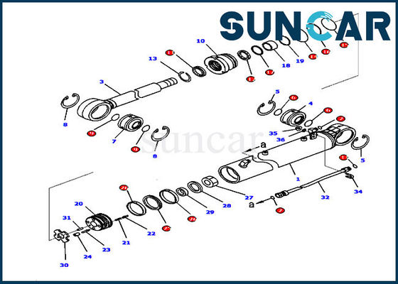 707-99-36720 reparo Kit Fits D65EX-16 D65PX-16 KOMATSU do selo do cilindro do ângulo de lâmina da escavadora