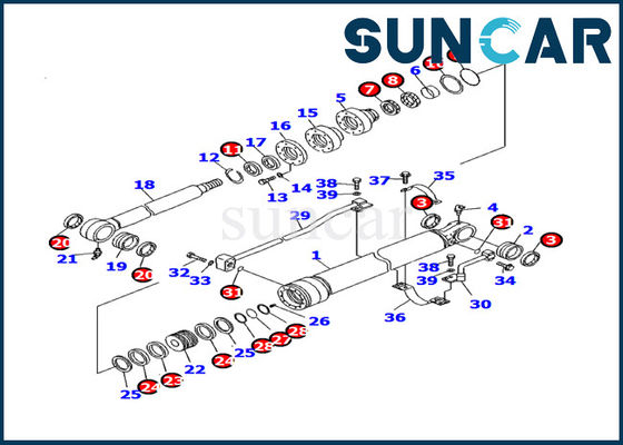 707-99-27590 a máquina escavadora Bucket Cylinder Seal Kit Fits Komatsu Inner Parts modela PC130F-7