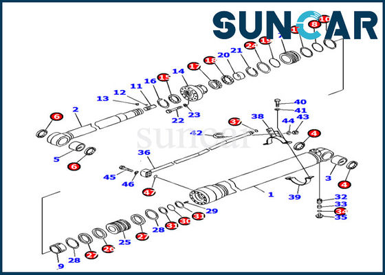707-99-38780 cilindro do braço que sela o reparo Kit Excavator Replacement do selo de Kit Komatsu PC138US-8
