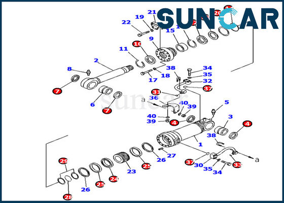 707-99-38790 jogo de Inner Parts Repair da máquina escavadora de Kit Komatsu PC138US-8 do selo do cilindro do elevador da lâmina