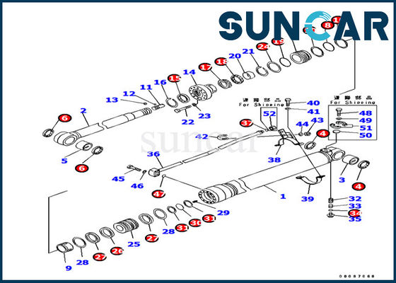 707-99-38820 selo Kit Machinery Repair Kit do cilindro de Inner Parts Arm da máquina escavadora de KOMATSU PC138US-8