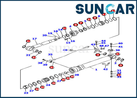 707-99-45080 máquina escavadora Seal Kit de Kit Fits Komatsu PC130F-7 do serviço do cilindro do braço da resistência de óleo