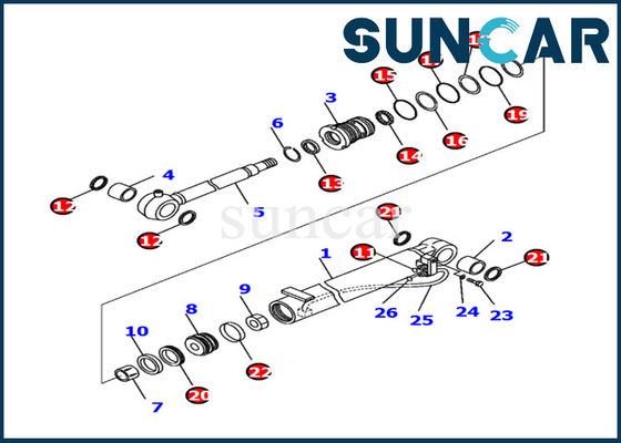 707-98-04710 jogo de Inner Repair Service da máquina escavadora de Kit Komatsu PC14R-3 do selo do cilindro do crescimento