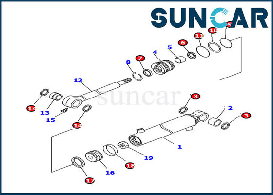 707-98-11220 cilindro hidráulico Assy Repair Kit do jogo PC14R-3 do selo do cilindro do balanço do crescimento de KOMATSU