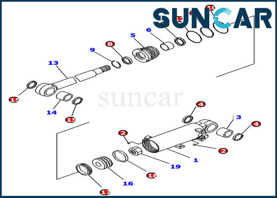 707-98-13900 modelo de Kit Fits Excavator PC14R-2 PC16R-3 PC18MR-3 do selo do cilindro do elevador da lâmina de KOMATSU