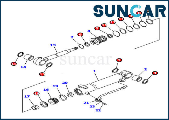 707-98-12380 modelo Service Kit de Kit Hydraulic Cylinder Inner Parts KOMATSU PC15MR-1 do selo do cilindro do crescimento
