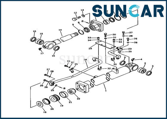 707-98-37510 modelo Repair Service Kit da máquina escavadora dos jogos PC150LC-1 do selo do cilindro da cubeta de KOMATSU