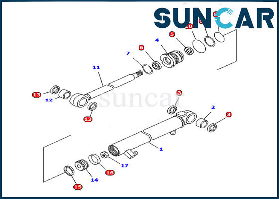 Máquina escavadora PC15R-8 dos jogos do selo do cilindro do braço da resistência de óleo do jogo 707-98-13960 do serviço de KOMATSU