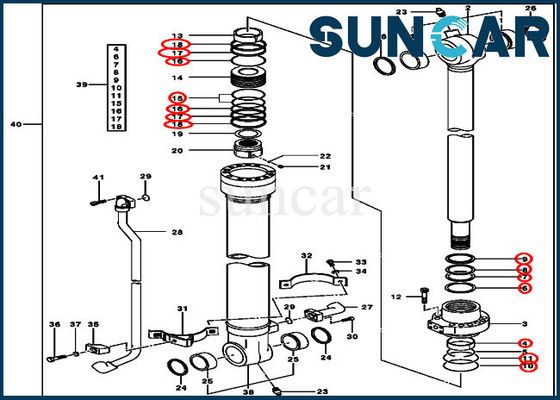 Jogo AH173451 de Repir do selo do cilindro da cubeta para modelos de John Deere 2154D 200CLC 225CLC