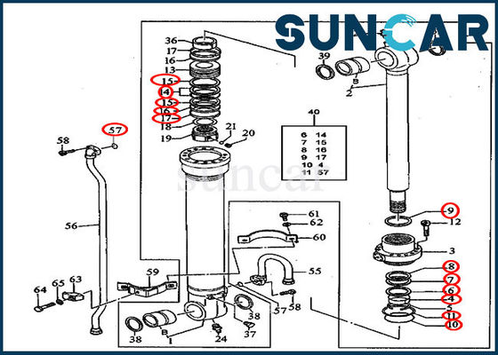 Máquina escavadora Cylinder Repair Kits do jogo 240DLC do selo da cubeta de 200CLC JOHN DEERE AT196469