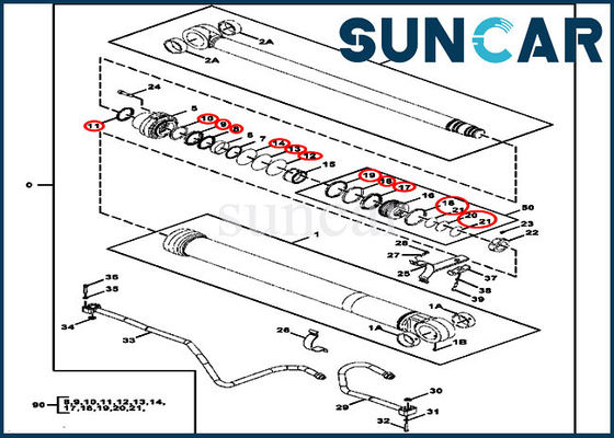 Maquinaria de construção de Arm Cylinder Seal Kit Fits 300GLC JOHN DEERE da máquina escavadora FYA00006594