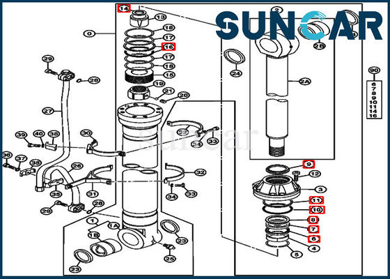 JOHN DEERE 4653040 Boom Cylinder Repair Seal Kit For 450DLC 470GLC Excavator Equipment