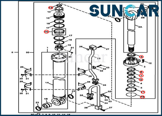 John Deere 4653041 modelos compatíveis do equipamento de Kit Hydraulic Service Kit Fits 470GLC do selo do braço
