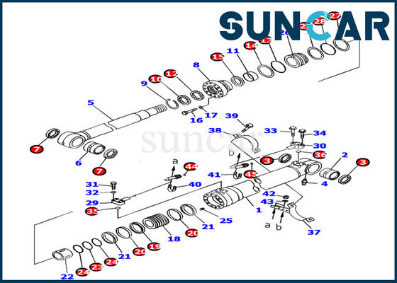Peças de reparo internas da máquina escavadora PC160LC-7 de KOMATSU dos ajustes do jogo 707-99-38720 do selo do cilindro do crescimento