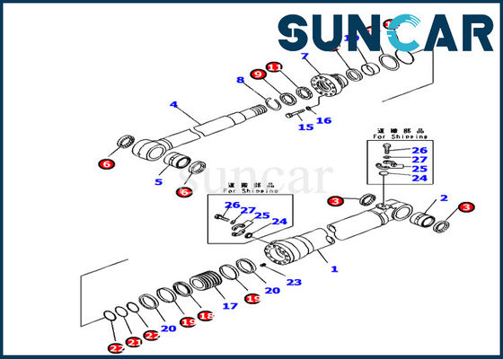 707-99-66310 o crescimento ajusta a máquina escavadora Rubber Repair Kit de Kit For Komatsu PC160LC-7K do selo do cilindro