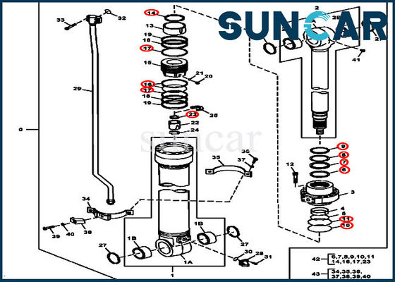 Selo Kit Fits Models 190DW 180GLC JOHN DEERE do reparo de Arm Cylinder 4667663 da máquina escavadora