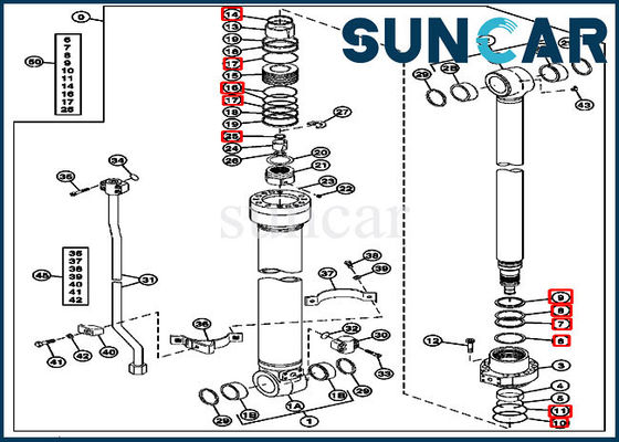 Selo Kit Fits Excavator 180 John Deere Construction Machinery Models do cilindro de 4483194 braços