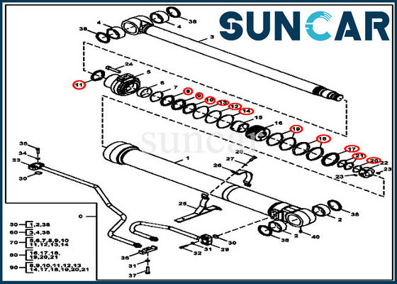 Máquina escavadora Equipment Models de Kit Deere Repair Kits For 135G 130G do selo do cilindro do crescimento FYA00012899