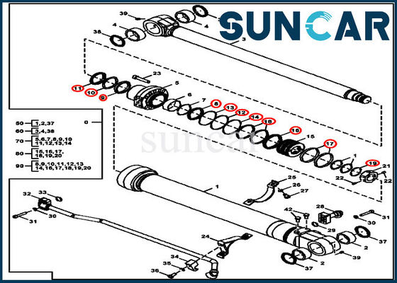 Cubeta do jogo FYA00012901 do selo do reparo do cilindro que sela a máquina escavadora John Deere de Kit For 135G 130G
