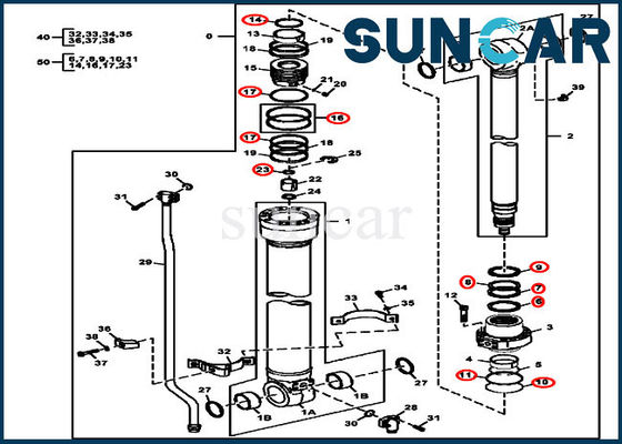 selo Kit Excavator Repair Kit For 120D 135D 130G John Deere Cylinder 9288686G do braço 4S00847