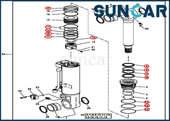 4388027 componentes 120C 135C do cilindro de Kit Fits John Deere Blade do reparo do selo do cilindro