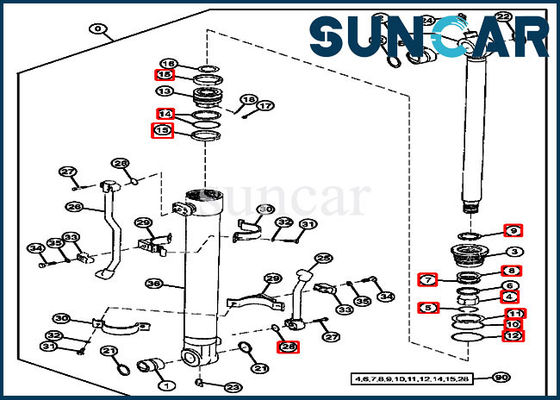 Máquina escavadora 190 80 John Deere de Kit Cylinder Service Kit For do selo do óleo de 4369716 cubetas
