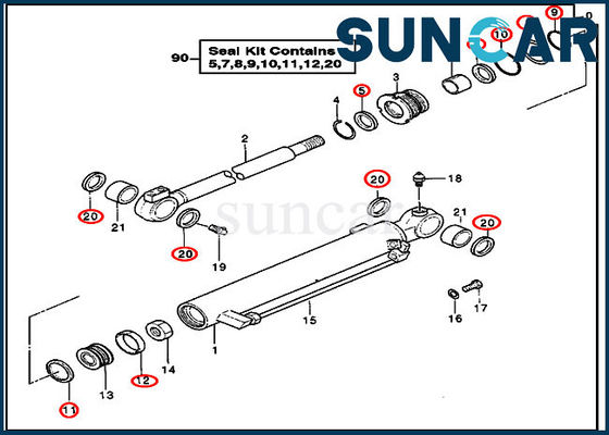 O serviço Kit Hydraulic Seal Repair Kits de DEERE 4355825 cabe a máquina escavadora Cylinder Blade Parts