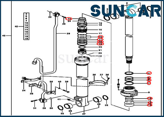 Cilindro hidráulico do crescimento do selo AH173457 do equipamento que sela Kit For 200CLC 200LC John Deere