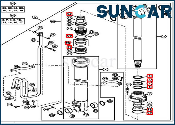 Jogo do serviço de Boom Hydraulic Cylinder da máquina escavadora de 225DLC John Deere Components 4654421