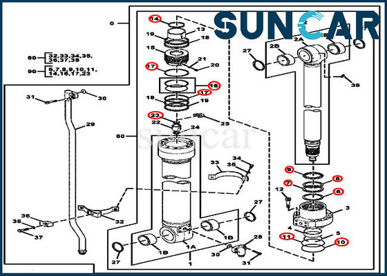 Serviço de reparações Kit For Models 220DW John Deere Construction Machinery do selo do cilindro de 4654422 braços