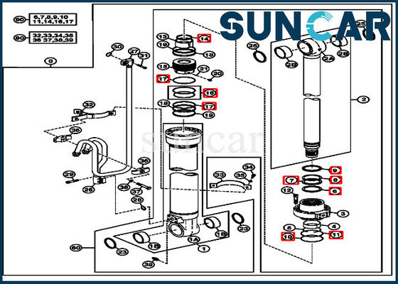 Reparo hidráulico dos jogos 4662889 do cilindro do crescimento que sela Kit Fits John Deere 220DW