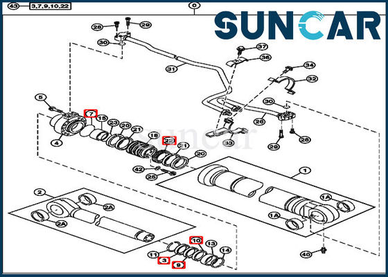 Selo hidráulico Kit For 230CLC John Deere Cylinder Components do reparo do crescimento 4485612