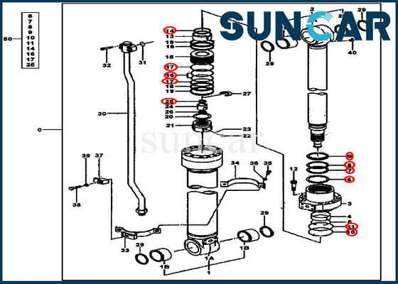 Jogo do serviço de Kit Excavator Hydraulic Seals JOHN DEERE do selo do cilindro de 4631062 braços