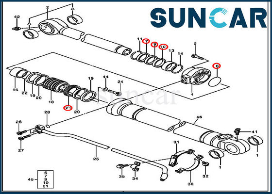 Selo hidráulico Kit Deere Parts 230CLC do reparo 4485614 para componentes do cilindro da cubeta