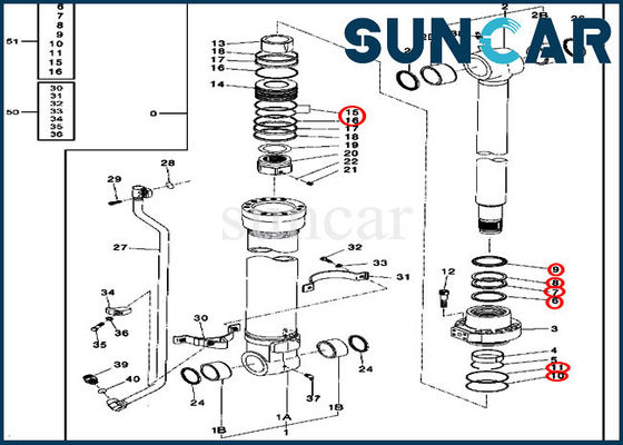 Jogo 2554 230CLC John Deere Oil Seal Kits de Bucket Cylinder Sealing de 4627361 máquinas escavadoras