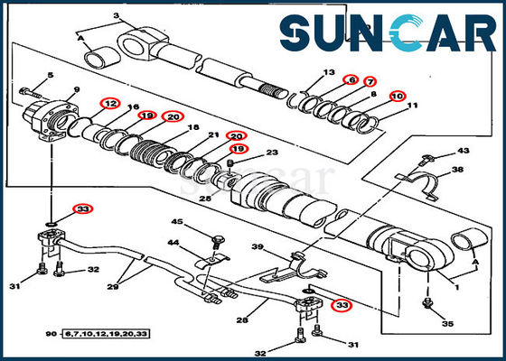 Peças de Kit Cylinder Service Kits Fits 230LCR 200CLC Deere do reparo do selo do braço AT264433