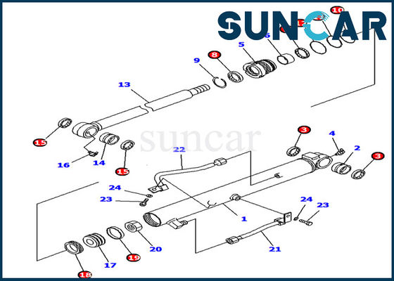 707-39-65190 jogo de reparação de Kit Komatsu Excavator PC10UU PC14R PC16R do selo do cilindro da cubeta